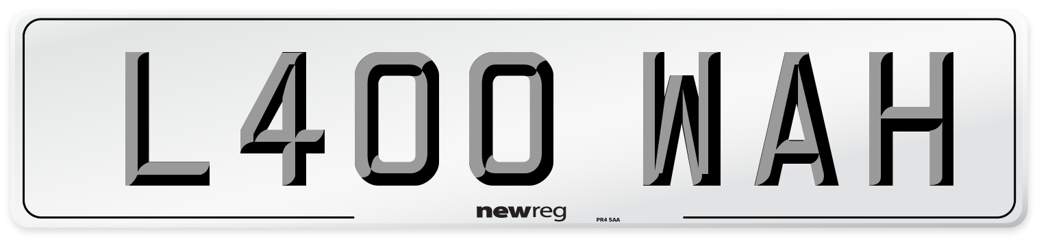 L400 WAH Number Plate from New Reg